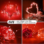 ZGWJ 12 Pack Fairy Lights Battery Operated, 7ft 20 Mini LED Fairy String Lights Silver Wire 3 Modes for DIY, Parties, Wedding, Bedroom, Halloween Christmas Decoration Red
