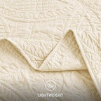 Love's cabin Quilts for Full Bed Beige Bedspread Comforters Bedding Set - Summer Lightweight Bedspread Comforter - Coin Pattern Bedding Coverlet for All Season - 3 Pieces (1 Quilt, 2 Pillow Shams)