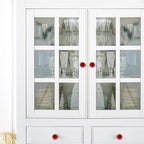Ravinte 25 Pack Red Crystal Knobs for Dresser Drawers - 30 mm Glass Cabinet Diamond Shaped Knobs with Silver Base