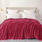 Exclusivo Mezcla Plush Fuzzy Fleece Bed Blanket Twin Size, Super Soft, Fluffy and Warm Blankets, Suitable for All Seasons (Deep Red, 90x66 Inches)