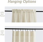 RYB HOME Living Room and Dining Room Curtains and Drapes Linen Sheer, Light Filtering Curtains 120 inches Long, Weave Textured/Rod Pocket, Cream Colored, W 52 x L 120 inches, 2 Panels Set