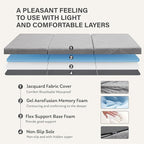 Tri-Fold Memory Foam Mattress, 6 inch Queen Folding Topper with Collapsible and Washable Cover, Travel and Guest Mat, 80"×60"×6", Grey