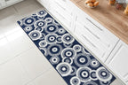 Custom Length Cut to Size Retro Modern Coastal Carpet Runner Rug for Hallways, Non Slip Rubber Backed, 31 inch Wide X Customized Length, Geo Blue, 31 inch X 20 feet