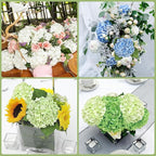 6 Pcs Real Touch Hydrangea Artificial Flowers, 21" Light Green & Dark Green Full Faux Hydrangea Flowers Latex Fake Flowers for Home Decor Party Floral Arrangements Wedding Bouquets Outdoor Decor