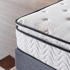 King Mattress - 11.4 Inch Pillow Top Pocket Spring Hybrid Mattress with Memory Foam Innerspring