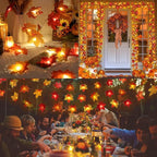 Fall Decor Multicolored Maple Leaf Lights, 10Ft 20LED Lights Battery Operated Fall Leaves Garland with Light Door Light String Home Decor Indoor Outdoor Halloween Thanksgiving Decorations