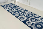 Custom Length Cut to Size Retro Modern Coastal Carpet Runner Rug for Hallways, Non Slip Rubber Backed, 31 inch Wide X Customized Length, Geo Blue, 31 inch X 12 feet