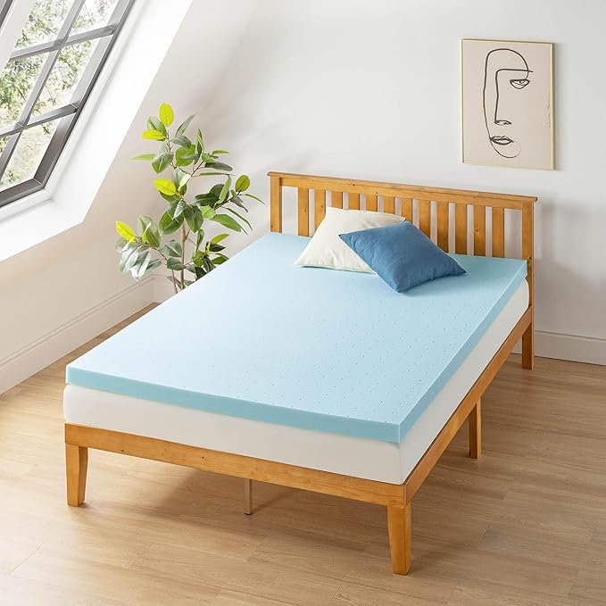 Best Price Mattress 3 Inch Ventilated Memory Foam Mattress Topper, Cooling Gel Infusion, CertiPUR-US Certified, Dorm Essentials, Queen