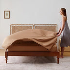 Bedsure King Size Sheets Set, Cooling Sheets for Hot Sleepers, Rayon Derived from Bamboo, Breathable & Soft, Deep Pocket Up to 16 Inches, Hotel Luxury Silky Bedding, Khaki