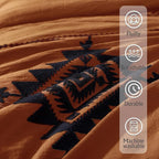MaiRêve Burnt Orange Embroidery Comforter Sets Full Size - 7 Pieces, Farmhouse Western Boho Comforter Set, All Season Bed in A Bag Full Size with Sheets, Pillowcases & Shams