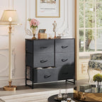 WLIVE Fabric Dresser for Bedroom, 6 Drawer Double Dresser, Storage Tower with Fabric Bins, Chest of Drawers for Closet, Living Room, Hallway, Dark Grey