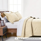 Love's cabin Quilts for Queen Bed Camel Bedspreads - Soft Bed Fall Lightweight Bedspread Comforter - Modern Style Coin Pattern Coverlet for All Season - 3 Pieces (1 Quilt, 2 Pillow Shams)