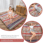 MAXYOYO Bohemian Retro Floor Mattress Vintage Floral Japanese Futon Mattress Roll Up Thicken Sleeping Bed Portable Camping Mattress Floor Lounger Couch Bed Mattress Pad Queen