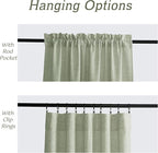 RYB HOME Linen Sheer Curtains and Drapes for Living Room and Dining Room 90 inches Length, Breathable Weave Textured/Rod Pocket Semi Sheer Curtains, Sage Green, W 52 x L 90 inches, 2 Panels Set