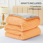 BEDELITE Fleece King Comforter Set -Super Soft & Warm Fluffy Coral Bedding, Luxury Fuzzy Heavy Bed Set for Winter with 2 Pillow Cases