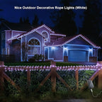 Solar Rope Lights Outdoor Waterproof LED, 66ft 200 LEDs Cold White String Lights,8 Lighting Modes Tube Lights with Remote for Christmas Garden Swimming Pool Trampoline