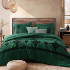 MaiRêve Embroidery King Size Comforter Set Emerald Green, Boho Farmhouse Western Bedding Set 7 Pieces, All Season Bed in A Bag Comforter Set with Sheets, Pillowcases & Shams