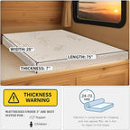 Foamma 7” x 28” x 75” Camper/RV Travel High-Density Foam Bunk Mattress, Made in USA, Comfortable, Travel Trailer, CertiPUR-US Certified