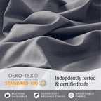 LuxClub 4 PC California King Size Sheet Set Deep Pockets Wrinkle Free Cooling Sheets Machine Washable Hotel Bedding Silky Soft - Light Grey California King