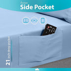 DREAMCARE Twin Sheets - 3pcs Cooling Sheets up to 21' Extra Deep Pocket Twin Bed Sheets - Twin Sheet Set - Soft & Long Lasting 100% Fine Brushed Polyester with Side Pocket - L Blue