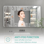 55x32 Inch LED Bathroom Mirror with Lights, Black Metal Framed LED Mirror for Bathroom, 3 Colors and Stepless Dimmable Wall Mounted Lighted Bathroom Vanity Mirror, Anti-Fog, Memory