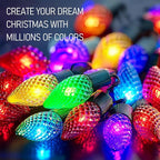 Dazzle Bright Smart C9 Christmas Outdoor Lights, 100 LED 66 FT RGB String Light with Remote, App Control, Music Sync, Connectable Waterproof Xmas Lights for Holiday Tree Patio Roof Decor