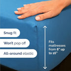 Twin 4 Piece Sheet Set - Comfy Breathable & Cooling - Ultra-Soft Hotel Luxury Bedding Set with 8-16 Inch Deep Pockets - 1 Flat & 1 Fitted Sheet & 2 Pillowcases - Wrinkle Free & Easy Care - Denim Blue
