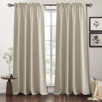 RYB HOME Natural Beige Linen Sheer Curtains 120 inches Long for Living Room and Dining Room, Weave Textured/Rod Pocket, Light Filtering Sheer Curtains and Drapes, W 52 x L 120 inches, 2 Panels Set
