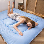 MAXYOYO Japanese Floor Mattress Futon Mattress, Thicken Sleeping Pad Roll Up Mattress Mattress Pad Foldable Floor Lounger Bed Boys Girls Dormitory Mattress Pad, Dusty Blue, Twin Size