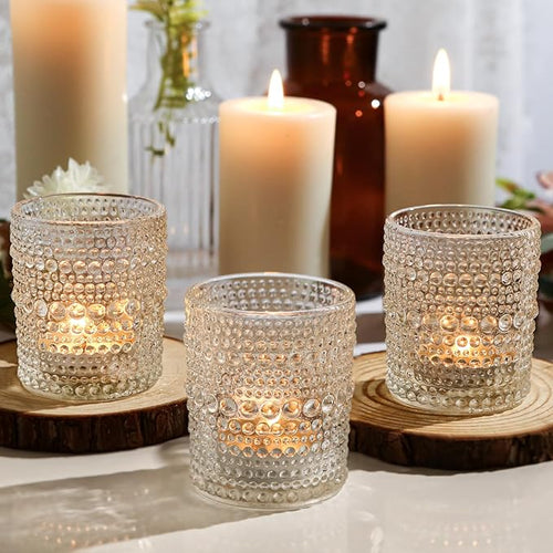 12 Pack Clear Votive Candle Holders Tea Light Candle Holders Bulk Tealight Glass Candle Holder for Table Weddings Party