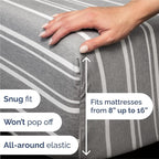 King 6 Piece Sheet Set - Comfy Breathable & Cooling - Soft Hotel Luxury Bedding Set with 8-16 Inch Deep Pockets - 1 Flat & 1 Fitted Sheet & 4 Pillowcases - Wrinkle Free & Easy Care - Grey Stripes 3