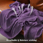 PHF 100% Cotton Waffle Weave Throw Blanket, Soft Lightweight Breathable Cozy Throws for Couch Bed Sofa, Luxury Aesthetic Woven Blanket for Home Decor & Office, 50"x60", Grape