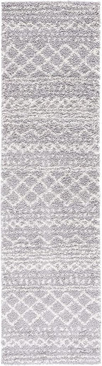 SAFAVIEH Arizona Shag Collection Area Rug - 2'6" x 14' Runner, Grey & Ivory, Non-Shedding & Easy Cleaning, Plush Thick Pile, Ideal for Living Room, Bedroom, Dining Space (ASG741G)