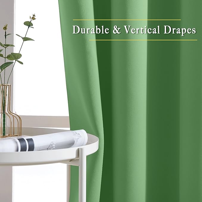 NICETOWN Room Darkening Curtains for Room Divider, Grommet Thermal Curtains Light & Sound Reducing Window Treatments for Sliding Glass Door, W66 x L110, Forest Green, 2 Panels