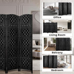 Rose Home Fashion Room Divider, 6 ft Tall Room Dividers and Folding Privacy Screens, 16in Privacy Screen 4 Panel Black Space Temporary Wall Foldable Partition Separation