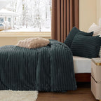 BEDELITE Fleece Twin Comforter Set -Super Soft & Warm Fluffy Dark Grey Bedding, Luxury Fuzzy Heavy Bed Set for Winter with 1 Pillow case