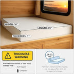 Foamma 1” x 36” x 76” Truck, Camper, RV High-Density Bunk Mattress Foam Replacement, Made in USA, Comfortable, Travel Trailer, CertiPUR-US Certified, Cover Not Included