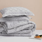 Bedsure Full Comforter Set - Light Grey Comforter, Boho Tufted Shabby Chic Bedding for Kids, 3 Pieces Vintage Farmhouse Bed Set for All Seasons, Fluffy Soft Bedding with 2 Pillow Shams