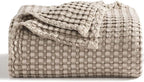 Bedsure Cooling Cotton Waffle Twin XL Blanket - Lightweight Breathable Blanket of Rayon Derived from Bamboo for Hot Sleepers, Luxury Throws for Bed, Couch and Sofa, Taupe, 66x90 Inches