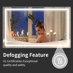 48''x30'' Lighted Mirrors for Bathroom Wall Backlit + Front Lit, Rectangular LED Bathroom Mirror Frameless with Lights Anti Fog, Dimmable, 3 Colors,Tempered Glass, Shatter-Proof