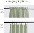 RYB HOME Linen Sheer Curtains and Drapes for Living Room and Dining Room 102 inches Length, Breathable Weave Textured/Rod Pocket Semi Sheer Curtains, Sage Green, W 52 x L 102 inches, 2 Panels Set