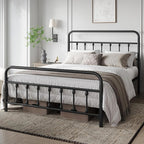 Yaheetech Classic Metal Platform Bed Frame Mattress Foundation with Victorian Style Iron-Art Headboard/Footboard/Under Bed Storage/No Box Spring Needed/Queen Size Black