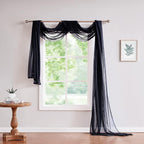 Warm Home Designs 30 Feet Long Sheer Black Window Scarf. These XXL Length Valance Window Scarves 54 X 360 Inches in Size. Great as Bed Canopy or Wedding Arch Draping Fabric. AM Black 360"