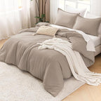 Litanika California King Comforter Set Light Coffee - 3 Pieces Cal King Lightweight Soft Plain Bed Comforter, Oversized Down Alternative Bedding Set - Machine Washable (104x96In, 2 Pillowcases)