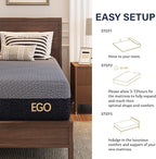 EGOHOME 10 Inch King Mattress, Copper Gel Cooling Memory Foam Mattress for Back Pain Relief,Therapeutic Double Mattress Bed in a Box, Made in USA, CertiPUR-US Certified, 76x80x10 Black