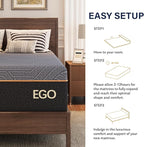 EGOHOME 14 Inch California King Mattress, Copper Gel Memory Foam Mattress for Pain Relief, Therapeutic Mattress in a Box, CertiPUR-US Certified, Fiberglass Free Medium Mattress, Black