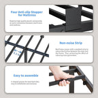 ROIL 12 inch Twin Bed Frames with Headboard Hole and Round Corner Legs Mattress Retainers 3500LBS Heavy Duty Steel Slats No Box Spring Needed Platform Noise-Free Easy Assembly