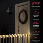 UltraPro LED Rope Lights, 25ft Classic Clear Rope, Warm White Light 3000K, Indoor/Outdoor, Flexible, Linkable, Durable, Rope Lights Outdoor, 54504