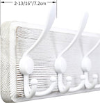 WEBI Coat Rack Wall Mount,5 Triple Hooks for Hanging Coats,16" Hole to Hole,Coat Hooks Wall Mounted,Coat Hanger Wall Hook Rack Rail for Clothes,Jacket,White