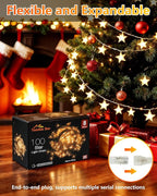 Twinkle Star 100 LED Star String Lights, 33FT Plug in Fairy String Lights Waterproof, Extendable for Indoor, Outdoor, Wedding Party, Christmas Tree, New Year, Ramadan, Garden Decoration, Warm White
